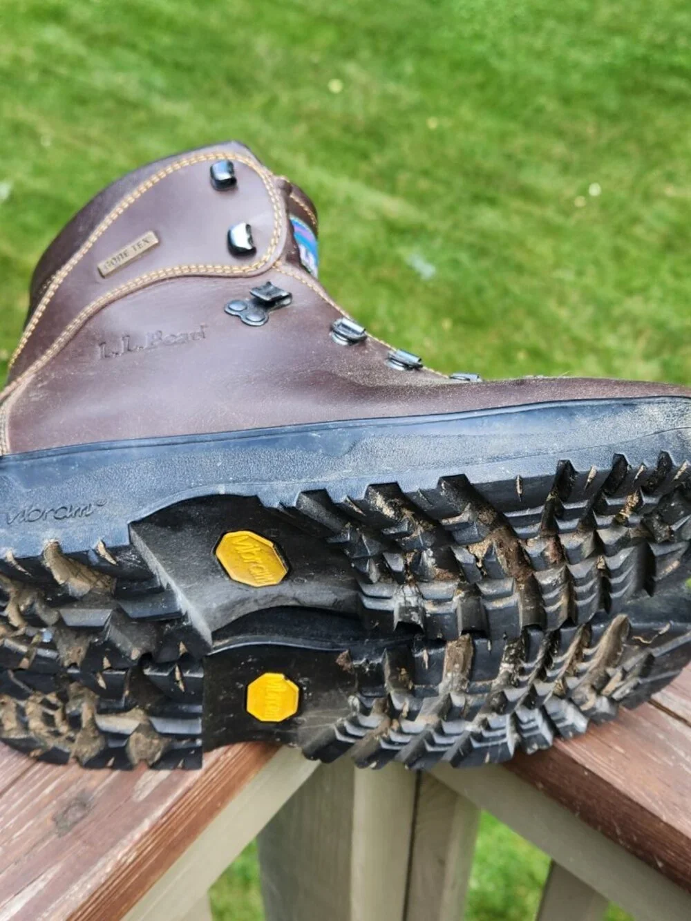 LL Bean Cresta Vibram Gore-Tex Boots Brown Leather Hiking Mens 8.5 Womens 10 Vtg